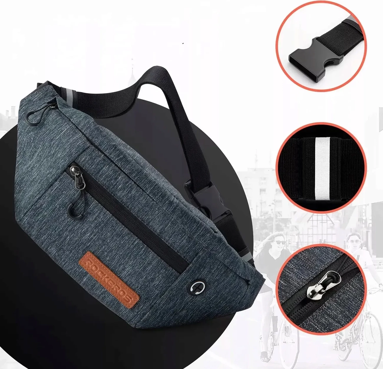 Çantë beli për biçikletë Rockbros H33 1.5L, Gri