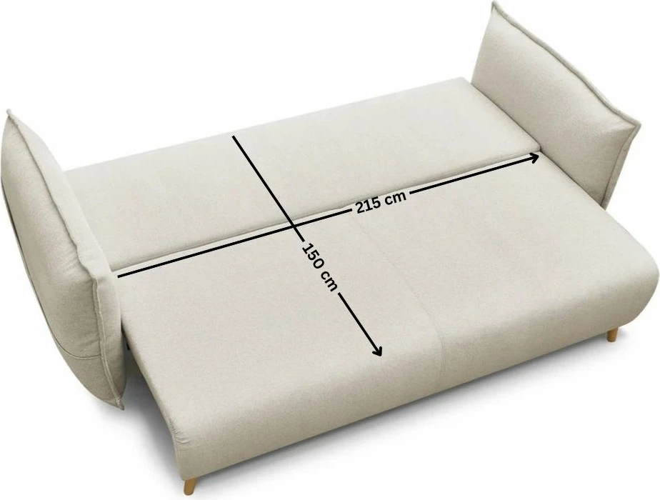 Divan-krevat treshe, ngjyrë krem, Puffy, Atelier del Sofa
