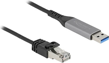Kabllo USB-A në LAN DeLOCK 60756, 2 m, 1 Gbps, Cat.6, antracit/zi