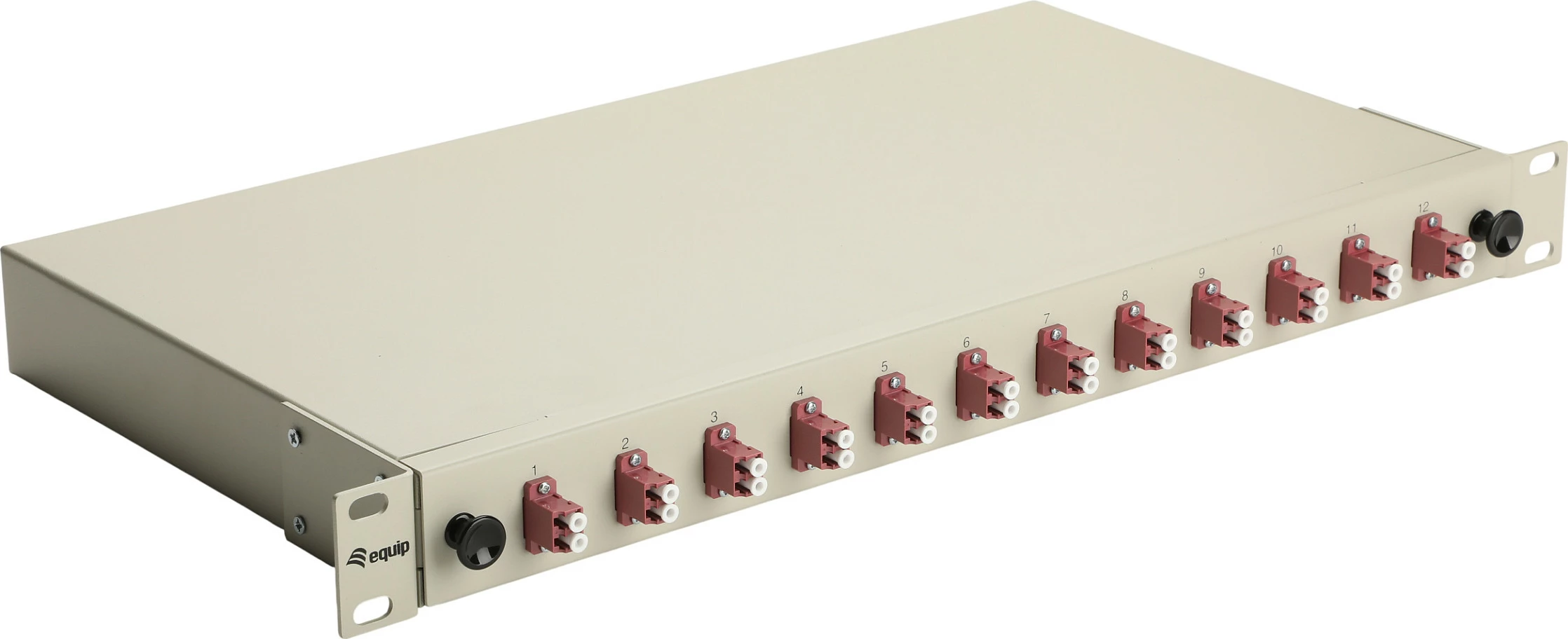 Kuti splice fibër optike EQUIP 337205, 12-Port, LC Duplex, OM4, 1U, rackmount, gri