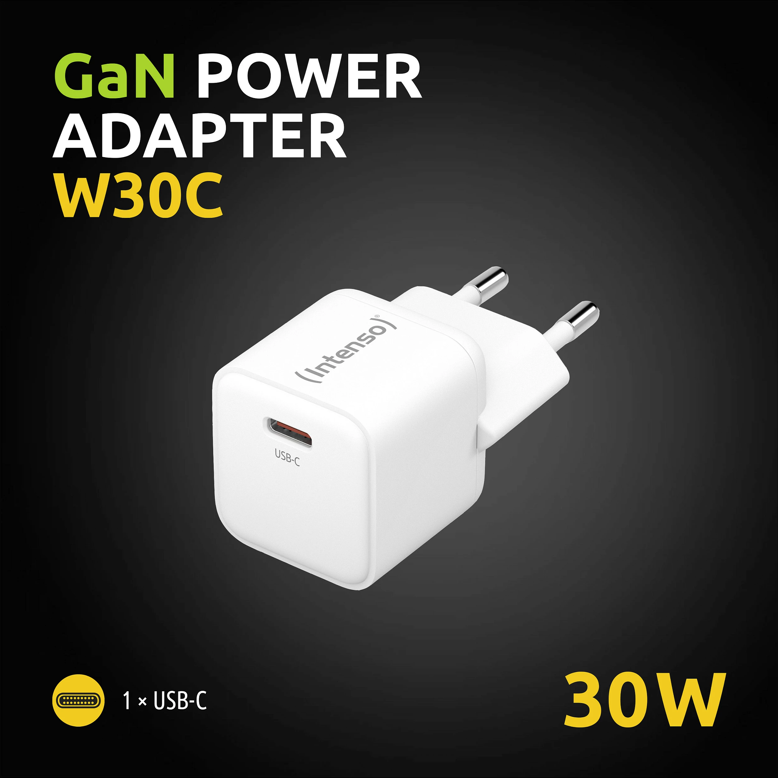 Karikues Intenso Power Adapter W30C GaN, USB-C, 30W, i bardhë