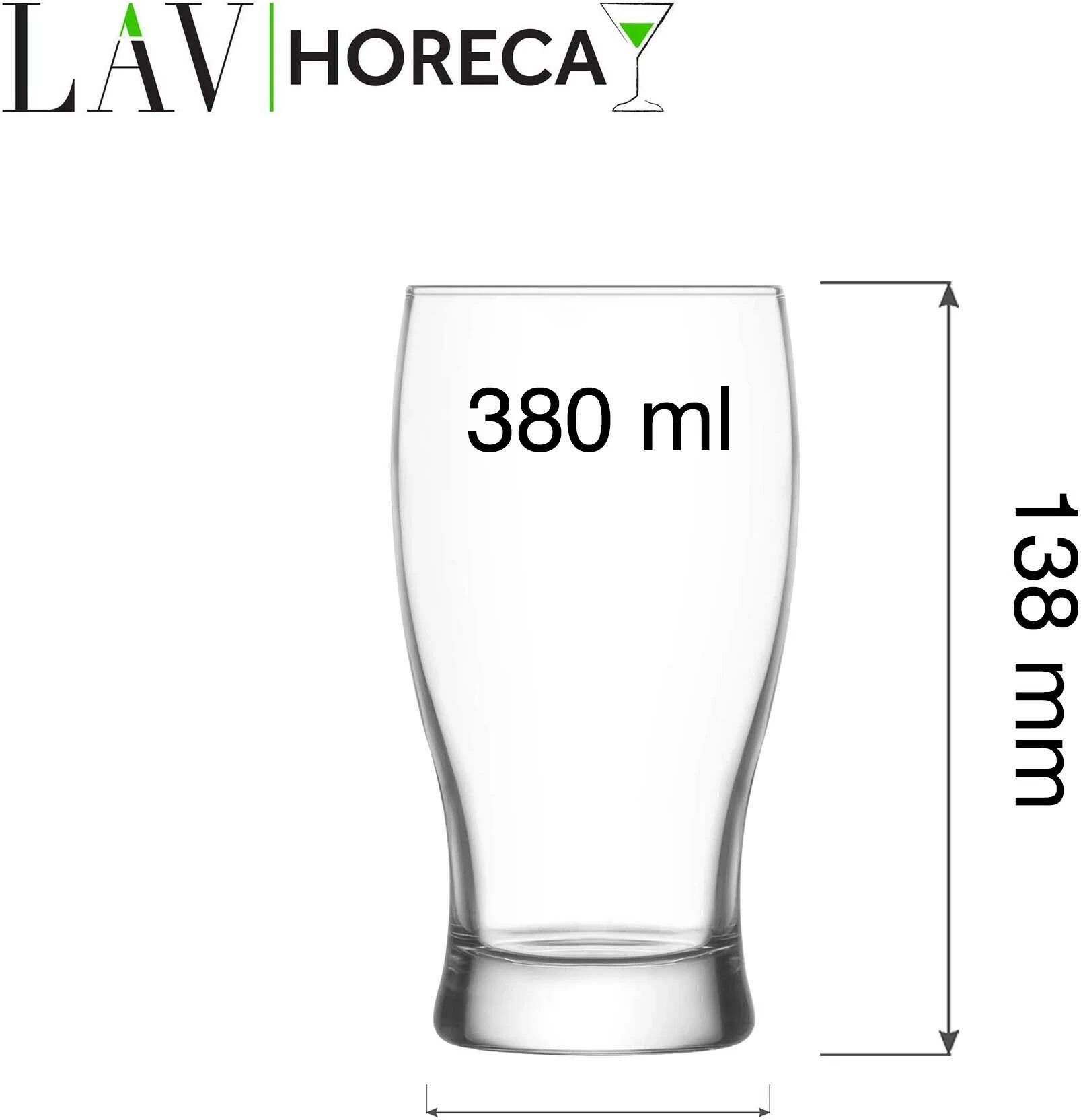 Gotë birre LAV Bristol 380 ml transparente, set 12 copë