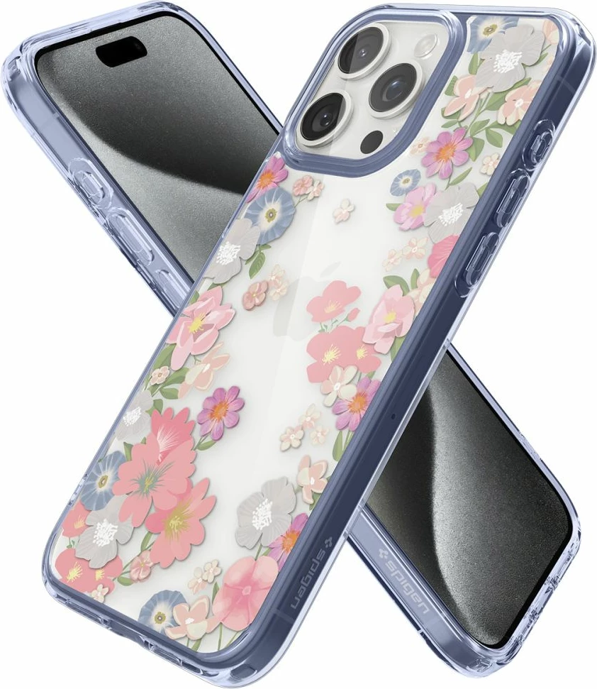 Mbështjellës Spigen Ultra Hybrid për iPhone 15 Pro, Transparent me lule