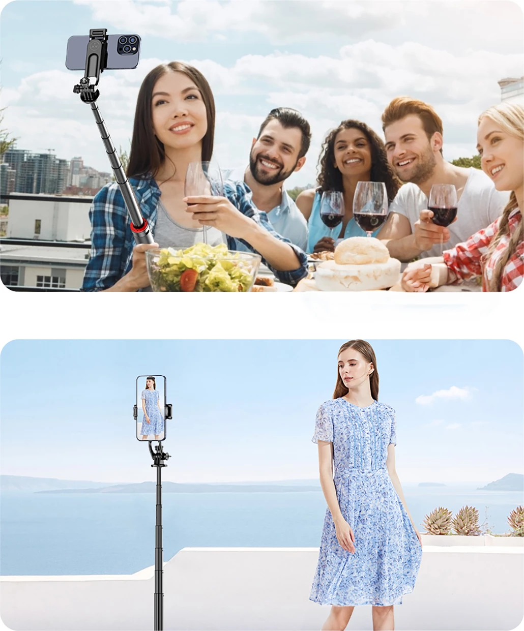 Shkop selfie me tripod, Wozinsky WC1Y2S, 1.31 m, kontrollues Bluetooth 5.2, filetë 1/4", i zi