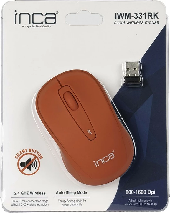 Maus wireless Inca IWM-331RK 1600 DPI, Nano-USB, i kuq