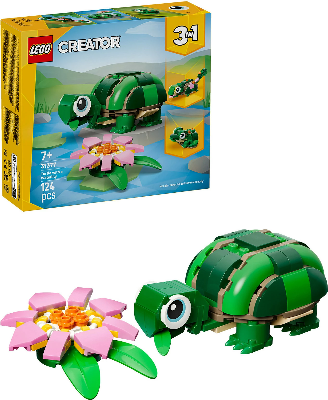 Set ndërtimi LEGO Creator 3-në-1 31377 Breshkë me zambak uji, 124 pjesë, shumëngjyrësh