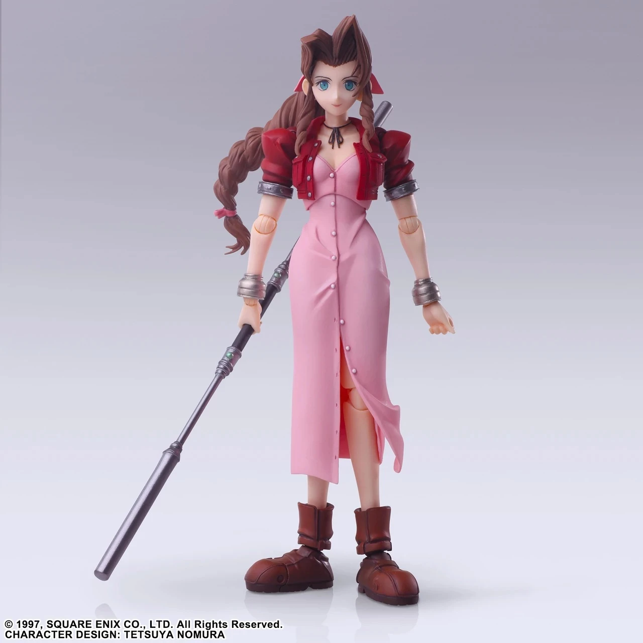 Figurinë aksioni Square Enix Bring Arts Aerith Gainsborough Digital Plus Edition 14 cm ABS/PVC, me stand dhe pjesë ndërruese, rozë/kuqe