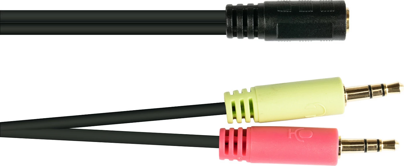 Adapter kabllo audio GoodConnections AD-HS04, 2x 3.5mm mashkull në 3.5mm femër, 0.2 m, e zezë