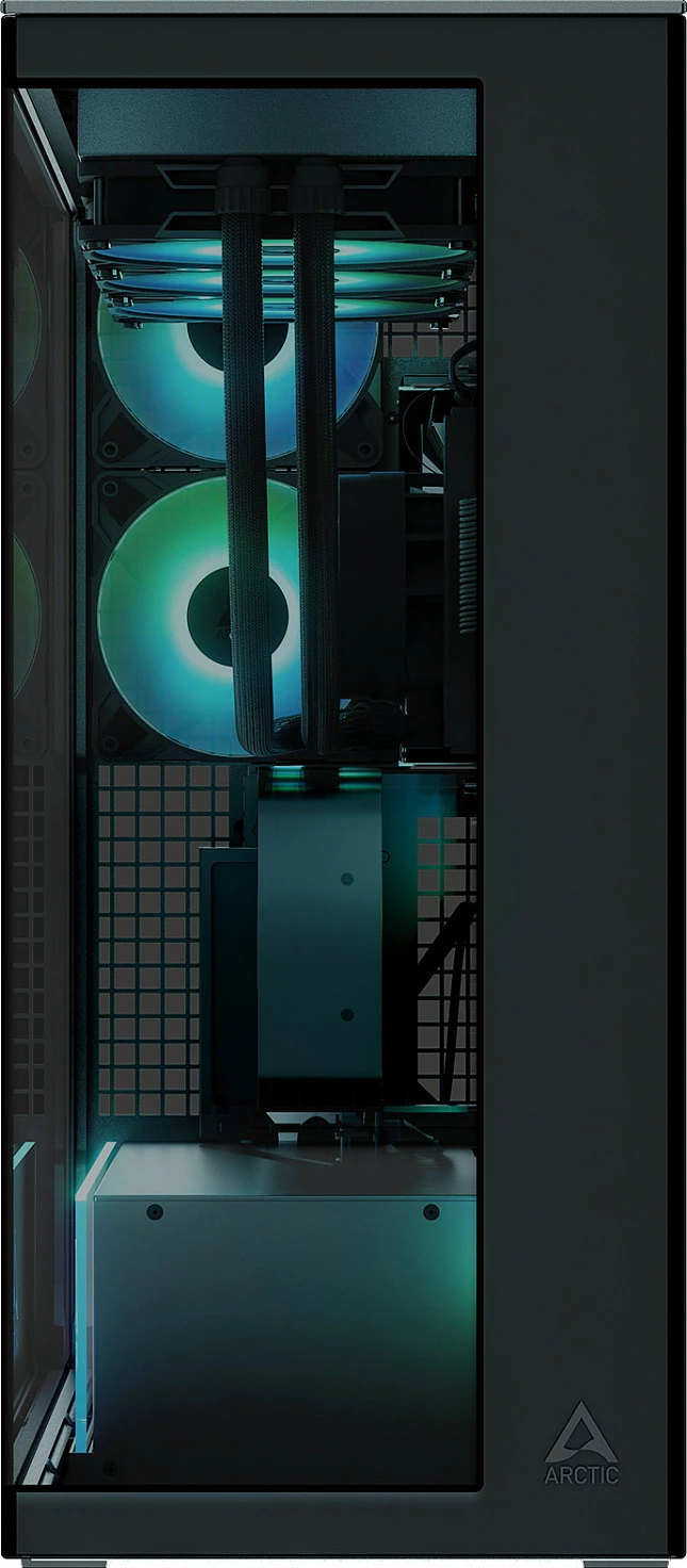 Kasë ARCTIC Xtender, Midi Tower, xham i temperuar, RGB, e zezë