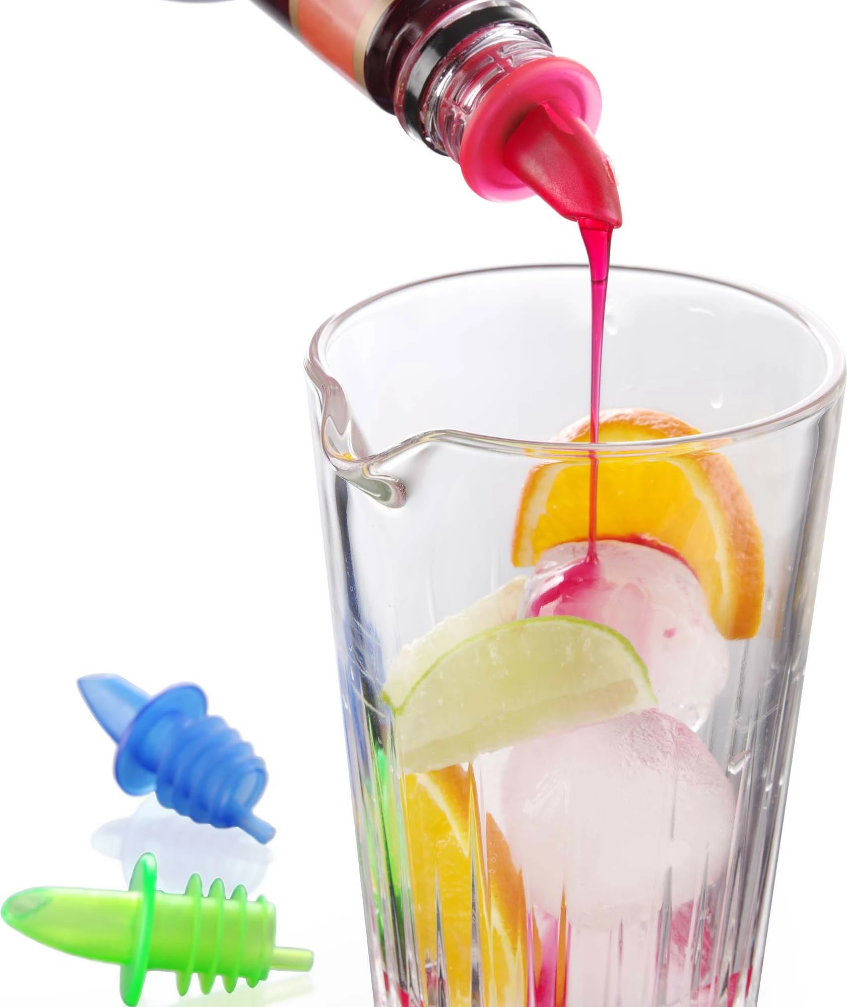 Grykë derdhjeje free flow për shishe, Bar Up, EVA, ngjyra fluorescente, set 6 copë (2x blu, 2x të kuqe, 2x jeshile)