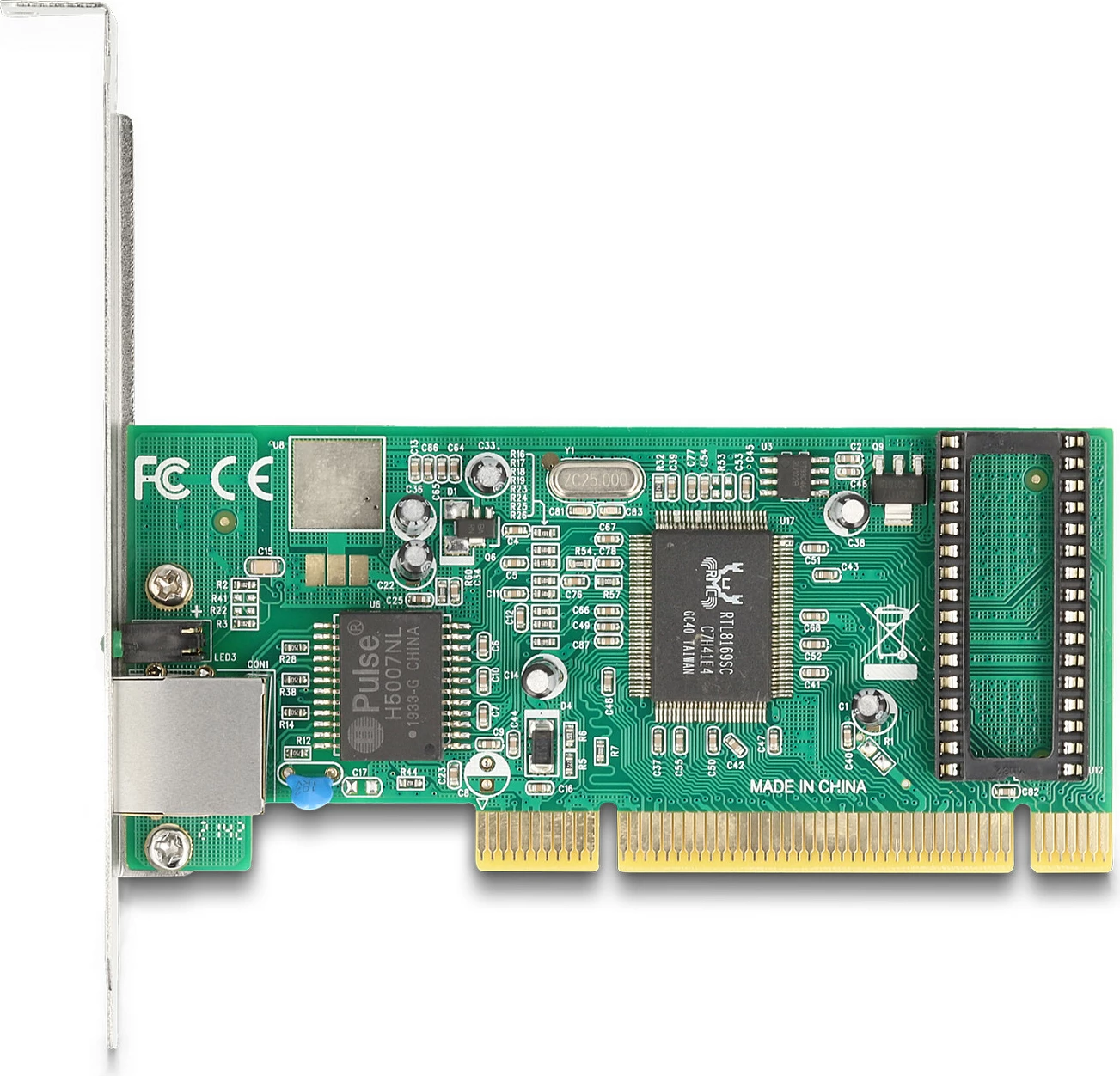 Kartelë rrjeti DeLOCK PCI Gigabit LAN RTL, 1x RJ45, PCI 2.3, Full-height/Low-profile, Gjelbër/Hiri