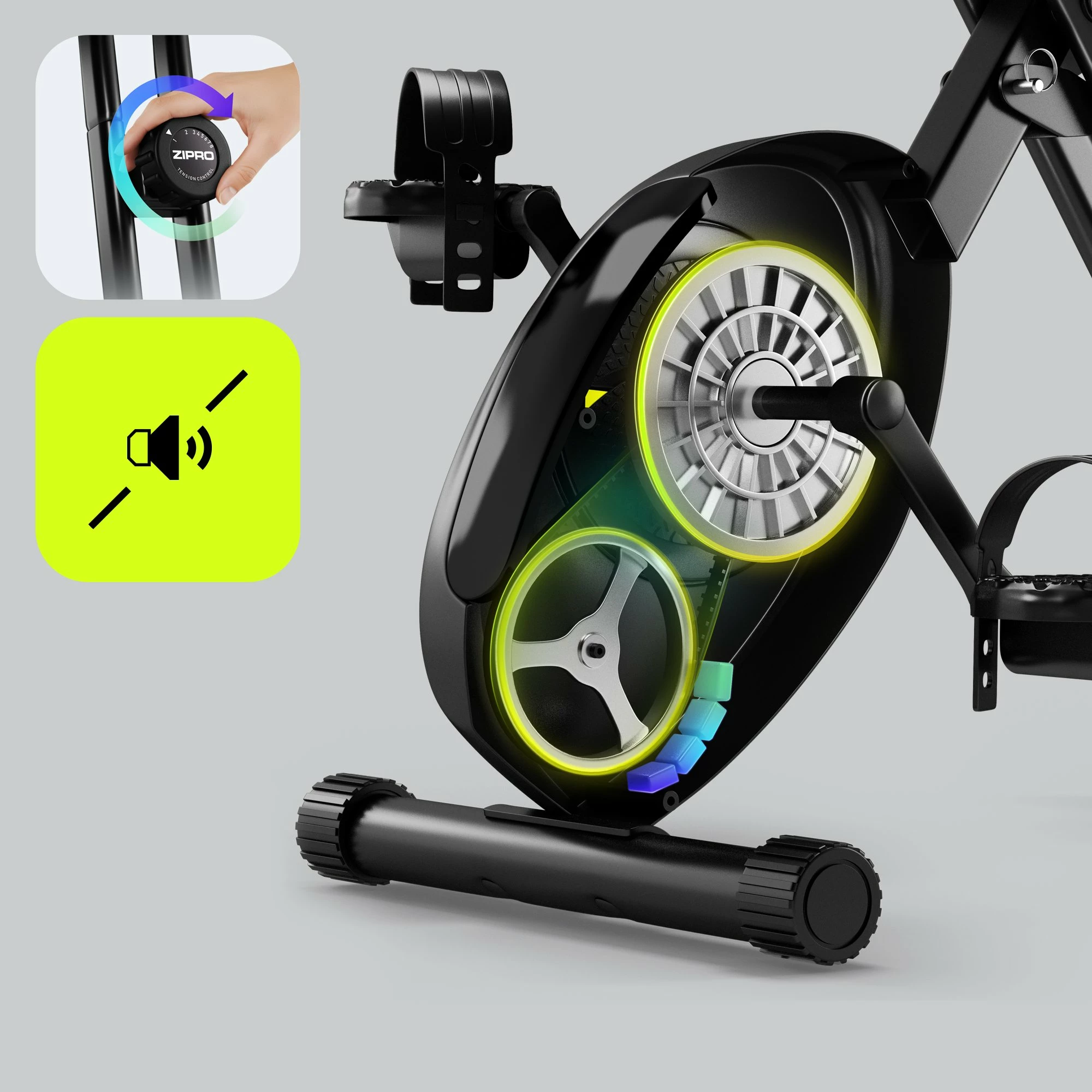 Bicikletë stacionare Zipro Eclipse X e palosshme vertikale, rezistencë magnetike 8 nivele, max 110 kg, e zezë