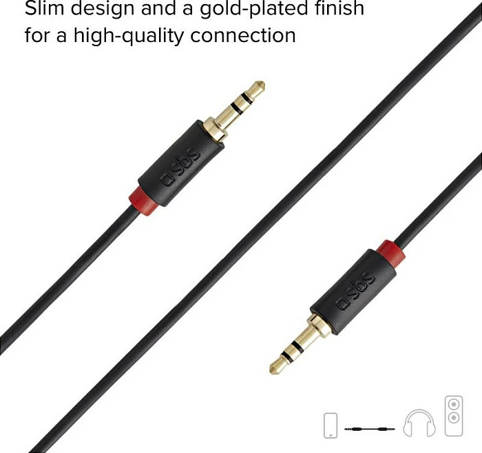 Kabllo AUX SBS 3.5mm mashkull-mashkull, 1.5 m, e zezë
