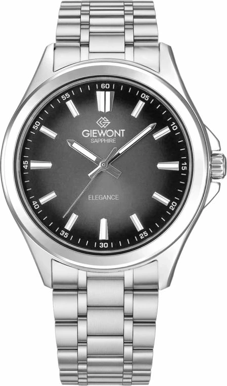 Orë dore meshkuj Giewont Elegance GW5160-B2, e zezë/argjendtë