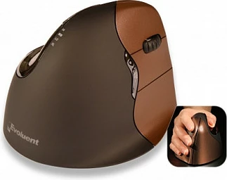 Maus Evoluent Evoluent4, wireless RF 2.4GHz, 6 butona, 2600 DPI, size S, për dorën e djathtë, kafe/bronze