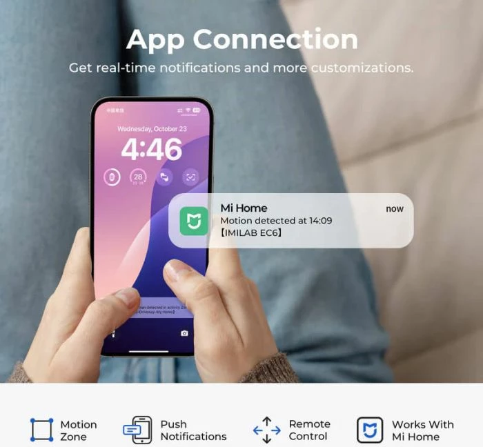 Kamerë sigurie e jashtme Wi‑Fi IMILAB EC6 3K, 360°, AI detektim person/automjet, audio dy‑drejtimësh, IP65, WiFi 6 2.4GHz, e bardhë