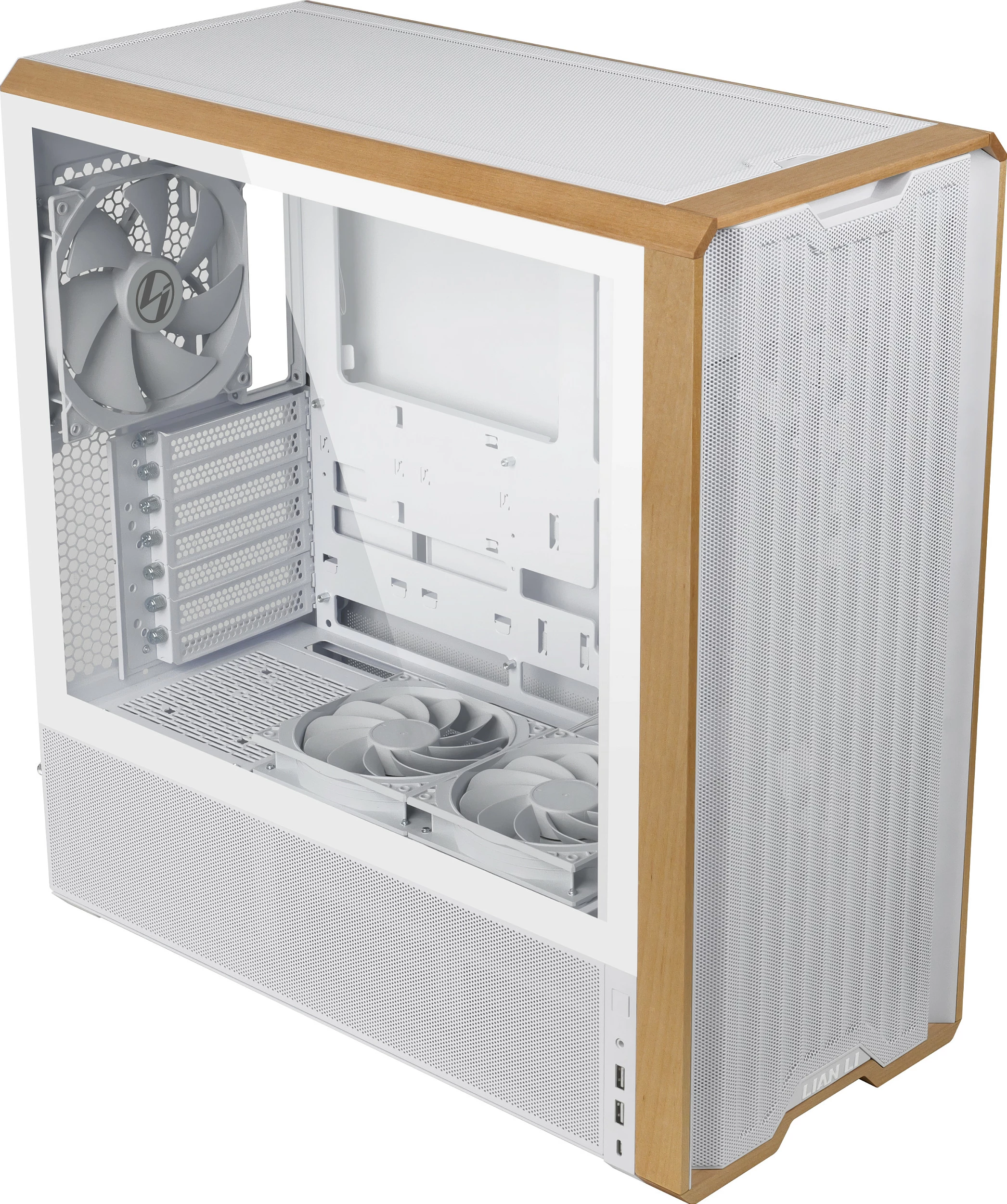 Kasë Lian Li LANCOOL 217, midi tower, mesh front, panel anësor transparent, e bardhë