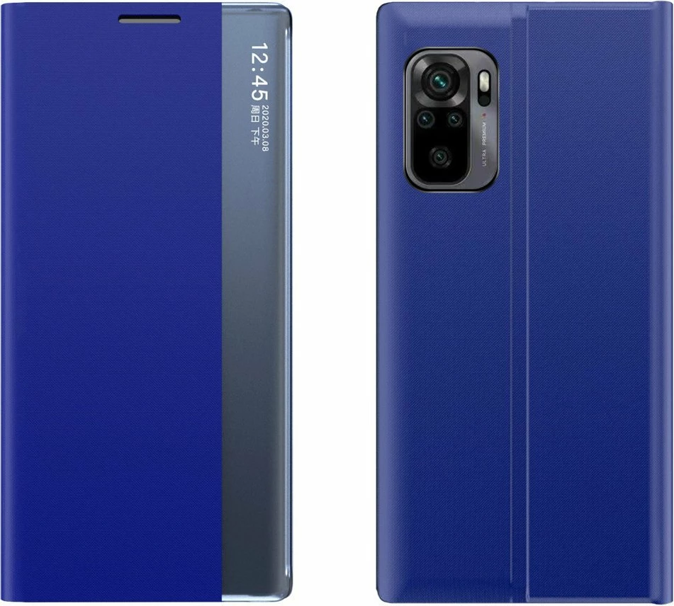 Mbështjellës Hurtel Sleep Case Bookcase me smart window për Xiaomi Redmi K40 Pro+, K40 Pro, K40, Poco F3, Blu
