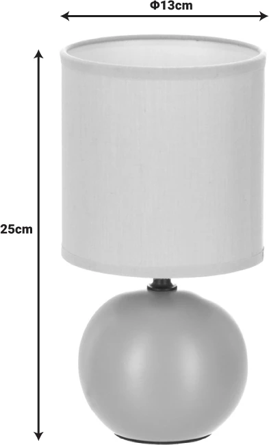 Llambë tavoline PWL-1210 E14, qeramike, ngjyrë gri, D13x25cm