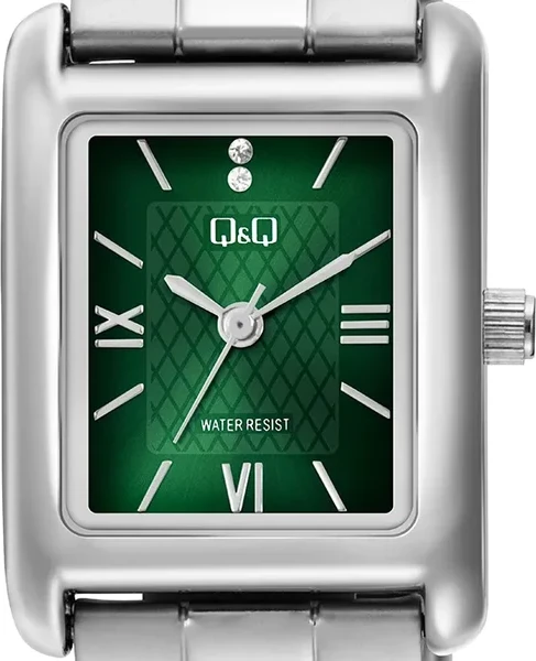 Orë dore Q&Q C69A-003PY, e argjendtë/gjelbër