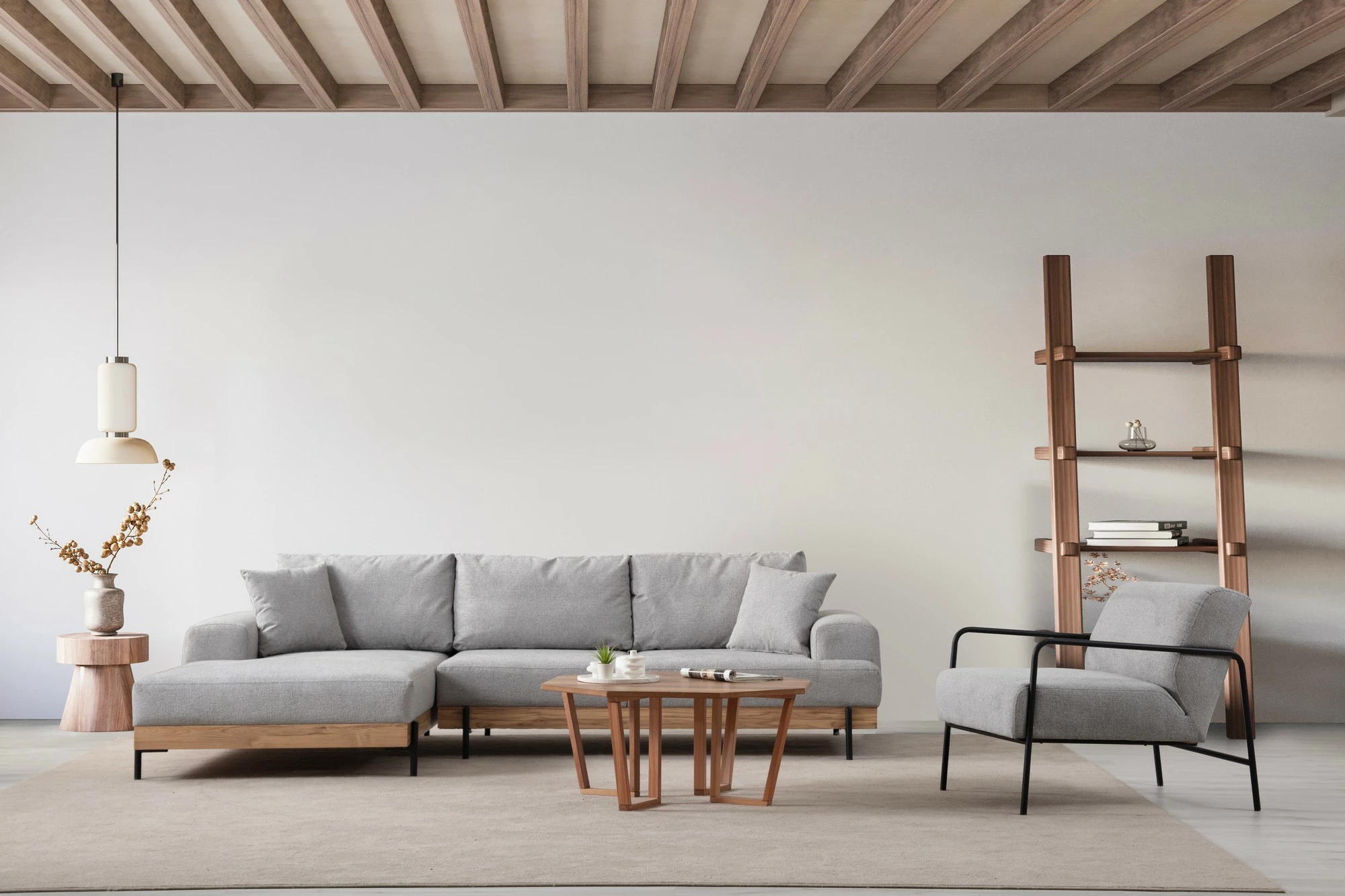 Këndare Atelier del Sofa, ngjyrë gri, kënd majtas, Eti Oak