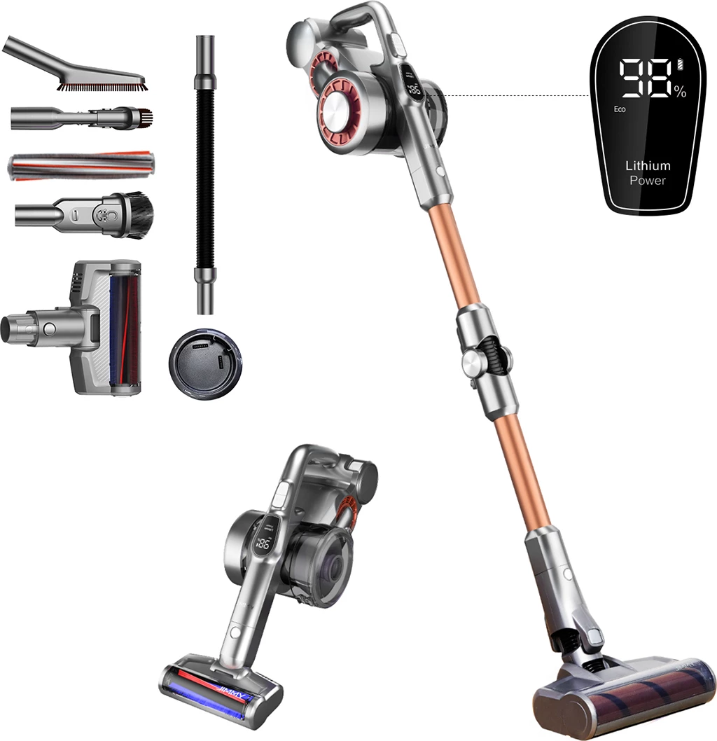 Fshesë me korrent pa kabllo JIMMY H9 Pro, 600 W, 0.6 L, gri/portokalli, me ekran LED