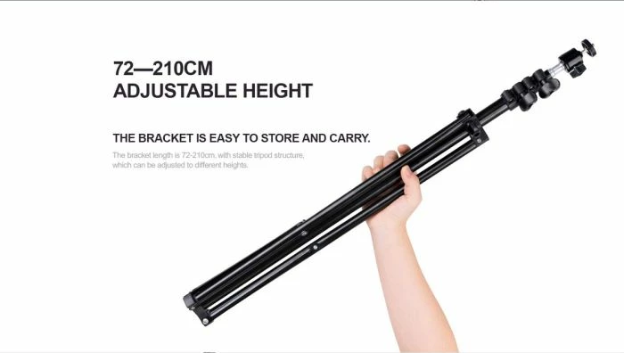 Dritë unazë LED RGB me tripod HAVIT ST7026, 26 cm, lartësi 72-210 cm, mbajtës telefoni/tableti deri 7 inç, RGB