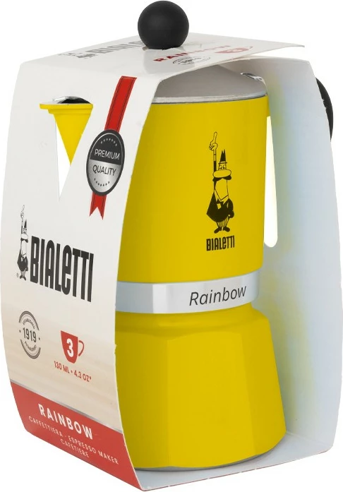 Moka pot Bialetti Rainbow 6TZ, 6 filxhanë, alumini, e verdhë