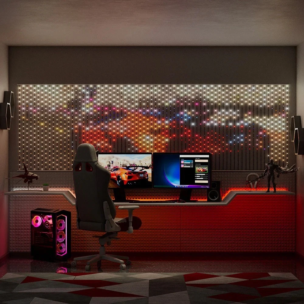 Drita dekorative Twinkly Matrix, 500 LED RGB, tel i tejdukshëm, 1.7x7.8ft, F-plug