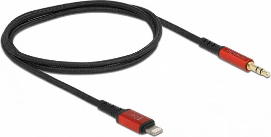 Kabllo audio DeLOCK Lightning në 3.5mm jack, 0.5m, zezë/kuqe