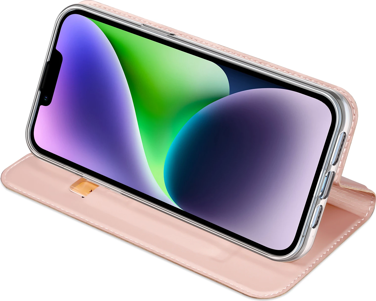 Mbështjellës Dux Ducis Skin Pro për iPhone 15 Plus, me xhep kartelash, rozë