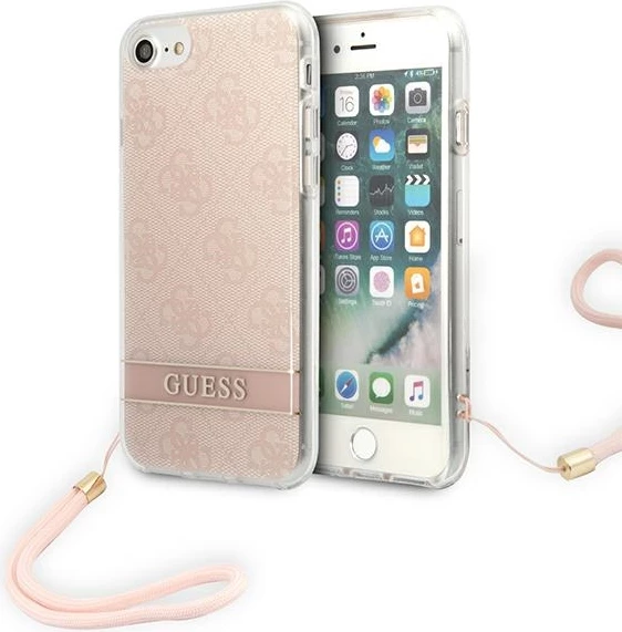 Mbështjellës Guess 4G Print Strap për iPhone SE 2022/SE 2020/7/8, rozë