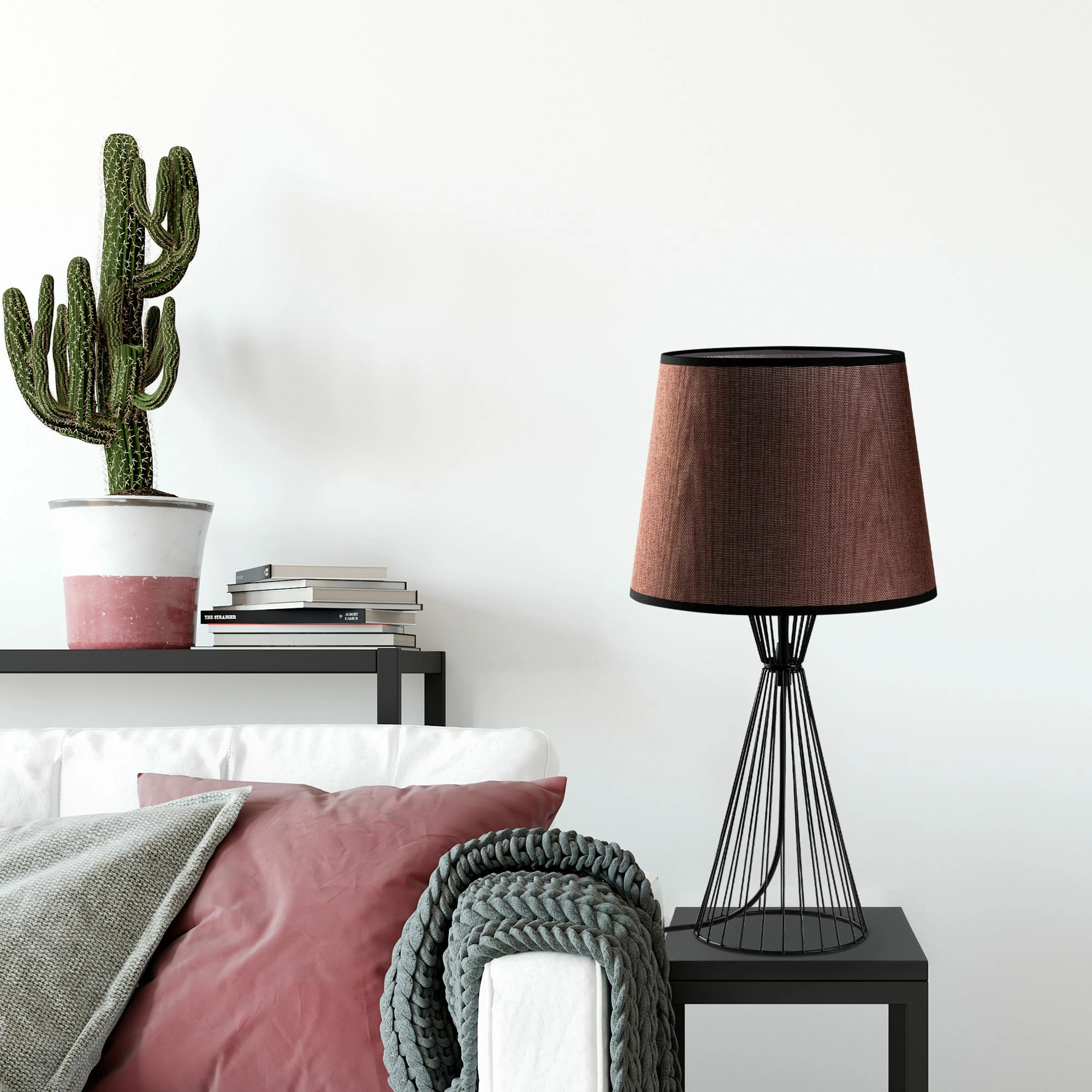 Llambë tavoline Opviq, Telıs - 5372, trup metali, kapele kafe, 28x28x55cm