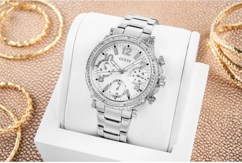 Orë dore Guess për femra, argjend
