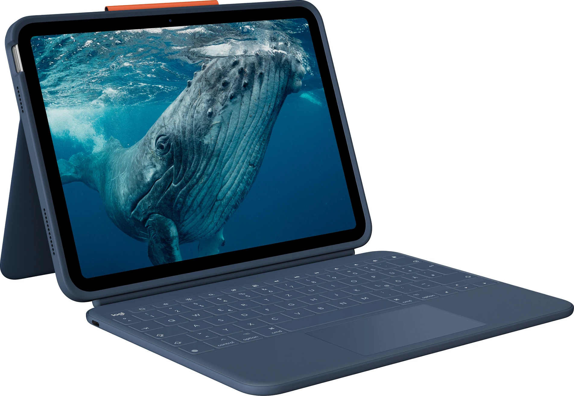 Tastierë me mbështjellës Logitech Rugged Combo 4c Touch, me touchpad, Classic Blue (DE)