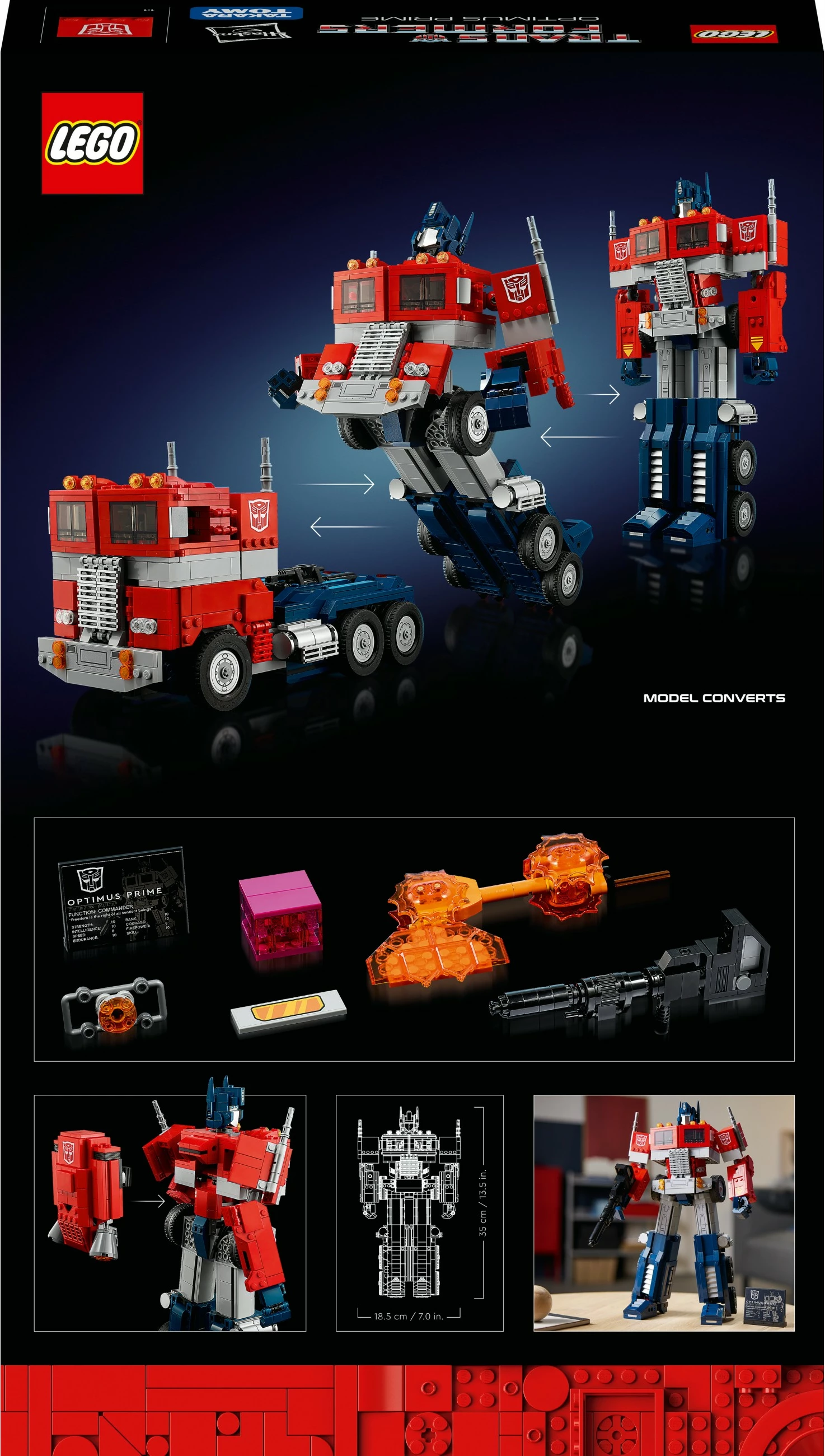 Set ndërtimi LEGO ICONS Optimus Prime, 1508 pjesë, plastikë, shumëngjyrësh
