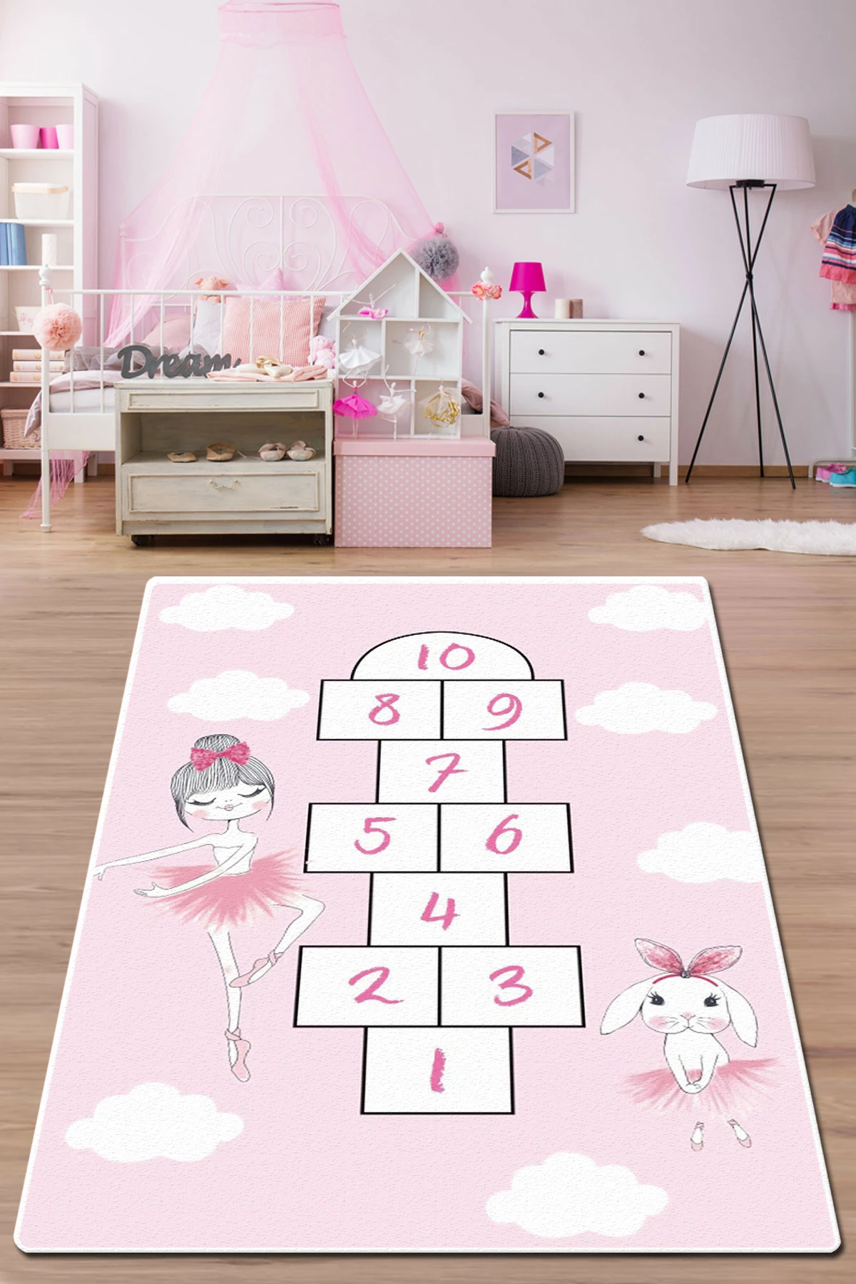 Qilim për fëmijë, dizajn hopscotch, shumëngjyrësh, 100x160cm, Campana DJT