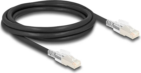 Kabllo rrjeti DeLOCK RJ45 Cat6a S/FTP 2m, me klipsa sigurie/kyçje, LSZH, e zezë