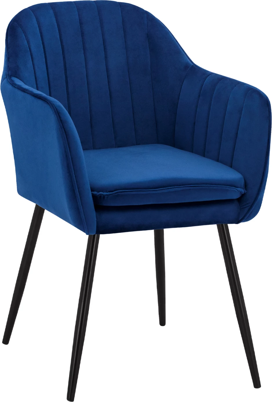 Karrige me krahë Sawyer, kadife blu, këmbë të zeza, FH8523.18, 53x60x76 cm, set prej 2 copë