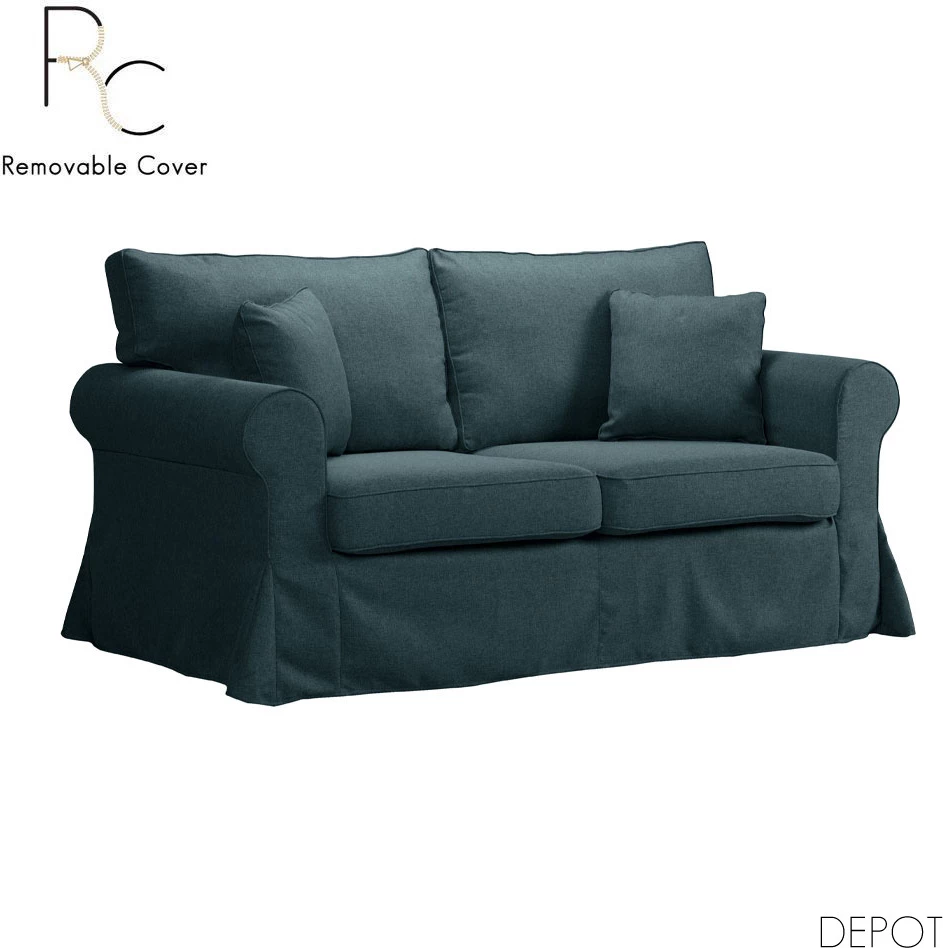 Divan dy ulëshe ASHLEY, mbulesë e heqshme, ngjyrë blu twist 13, 173x85x95