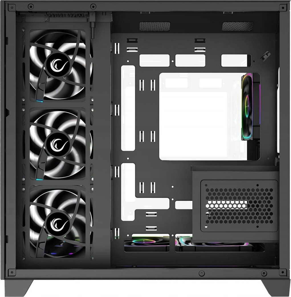 Kasë Rampage SEALITE-BLACK me xham të temperuar, 7x 120mm ARGB PWM, ATX/Micro-ATX/Mini-ITX, e zezë
