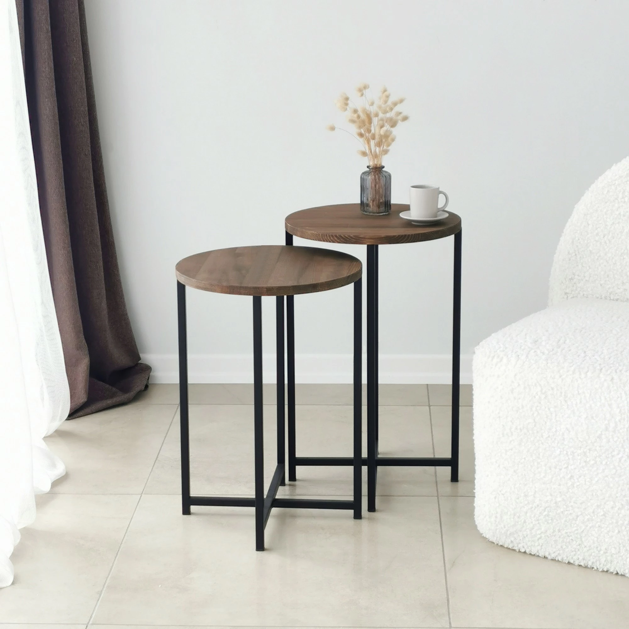 Set tavolina kafeje Hanah Home, Neta, ngjyrë arre