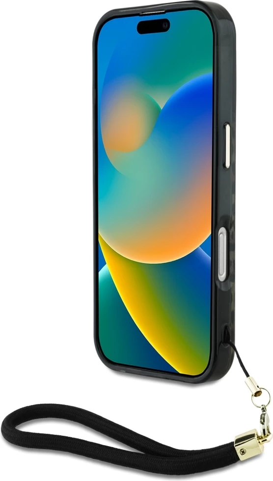 Mbështjellës Guess HC IML Leopard Triangle Cord Strap për iPhone 16, MagSafe, Kafe