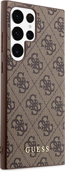 Mbështjellës Guess 4G Metal Gold Logo për Samsung Galaxy S23 Ultra, Kafe