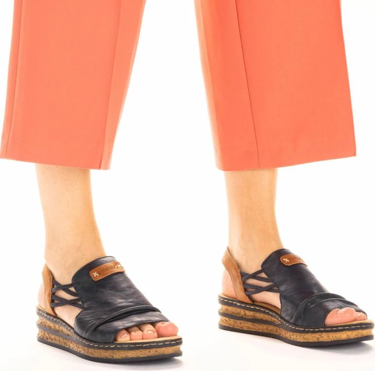 Sandale platforme femra Rieker 62962-14, të kaltra