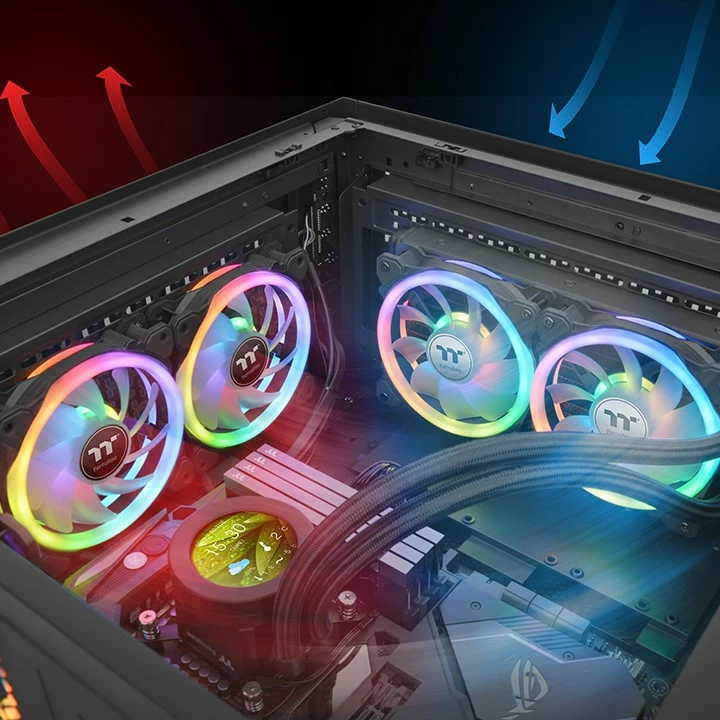 Ventilator kasë Thermaltake SWAFAN 14 RGB Radiator Fan 3 copë, 140mm, i zi