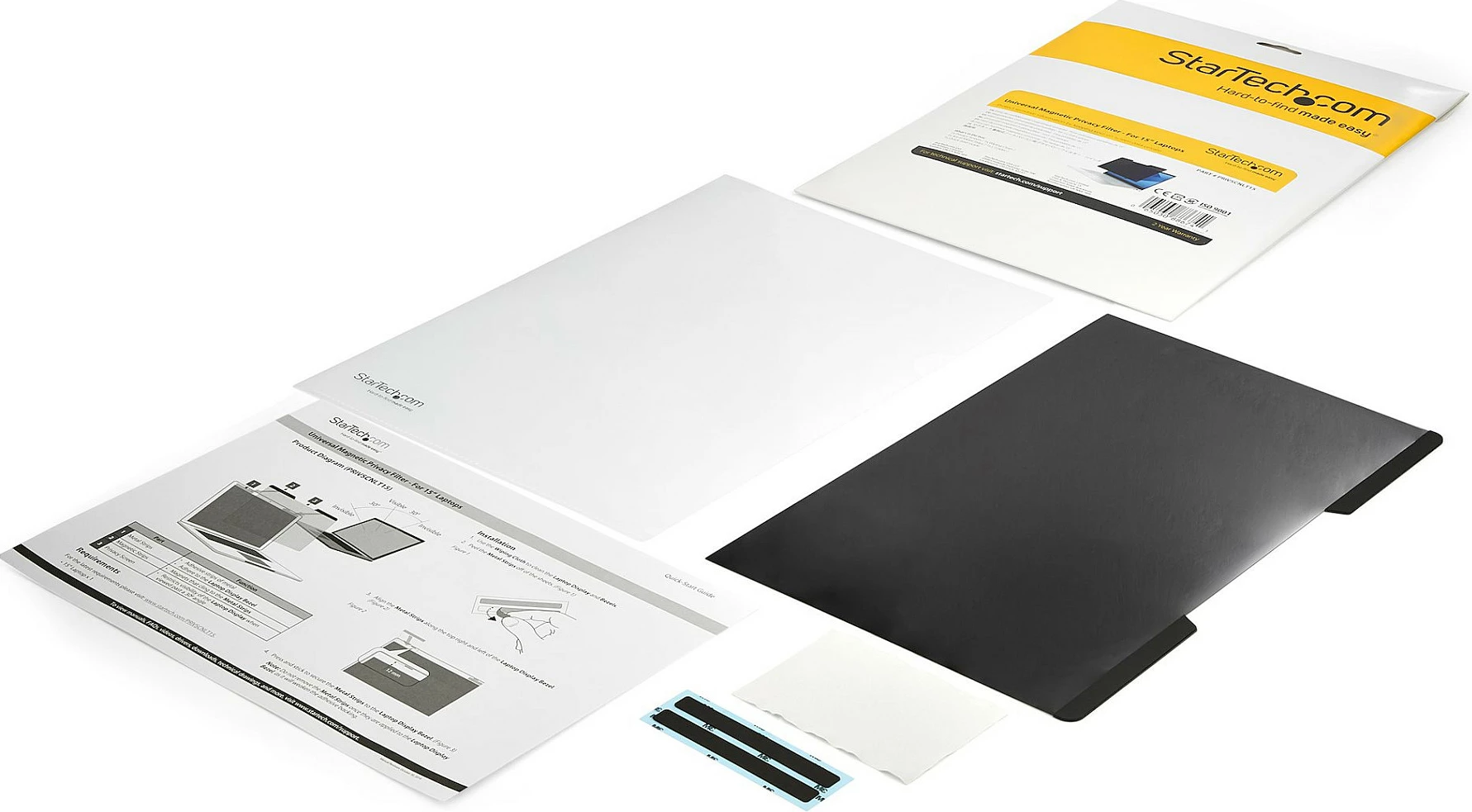 Filtër privatësie për laptop StarTech PRIVSCNLT15, 15.6", 16:9, magnetik, anti-shkëlqim, reduktim drite blu, i zi