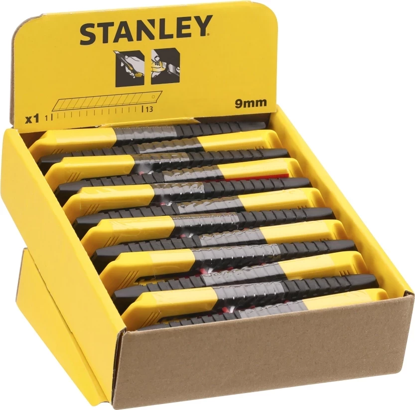 Thikë prerëse Stanley SM 9 9mm, set 24 copë, verdhë/zezë