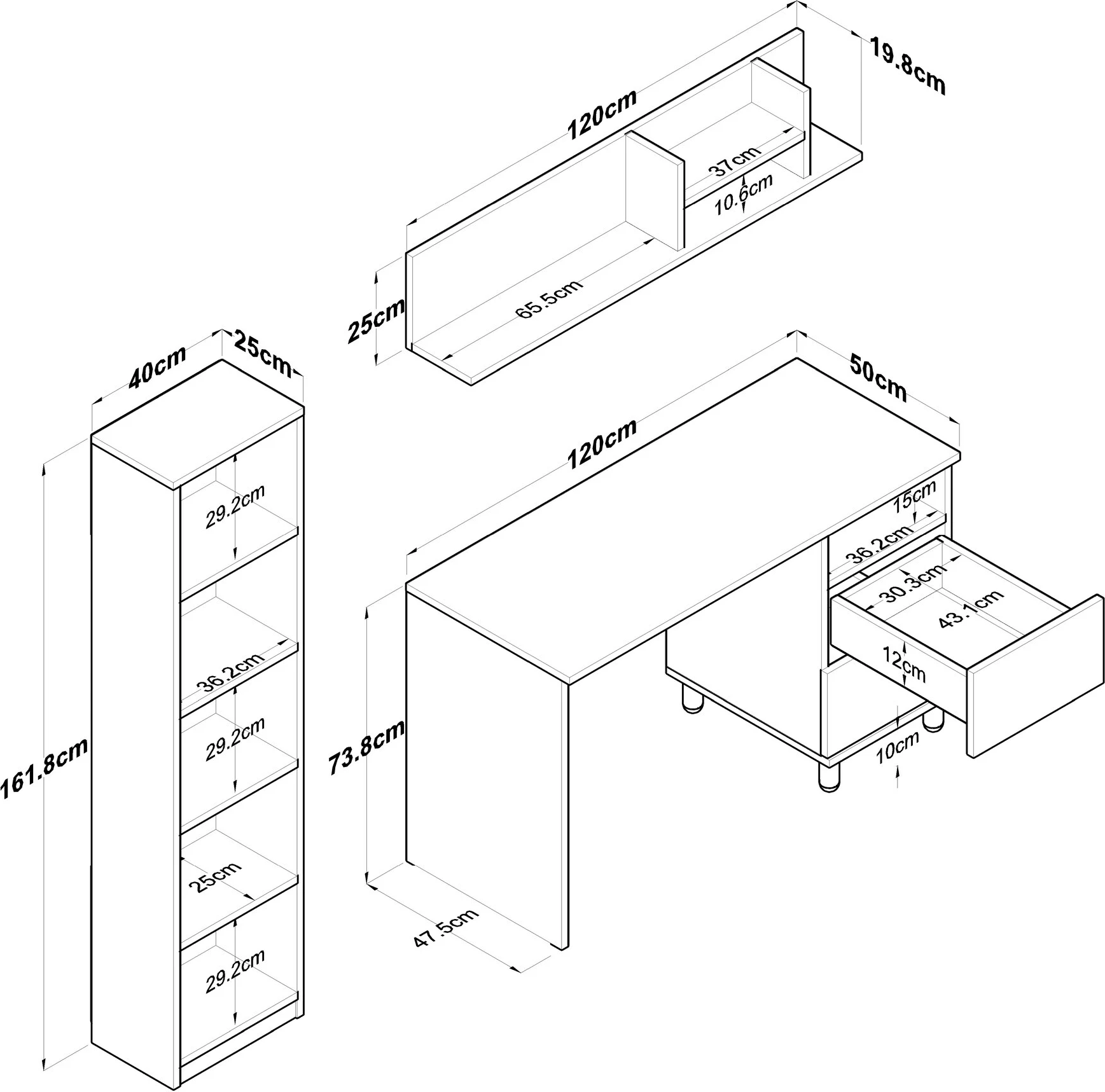 Tavolinë pune Hanah Home, HA115 - 2643, ngjyrë arr dhe antracit