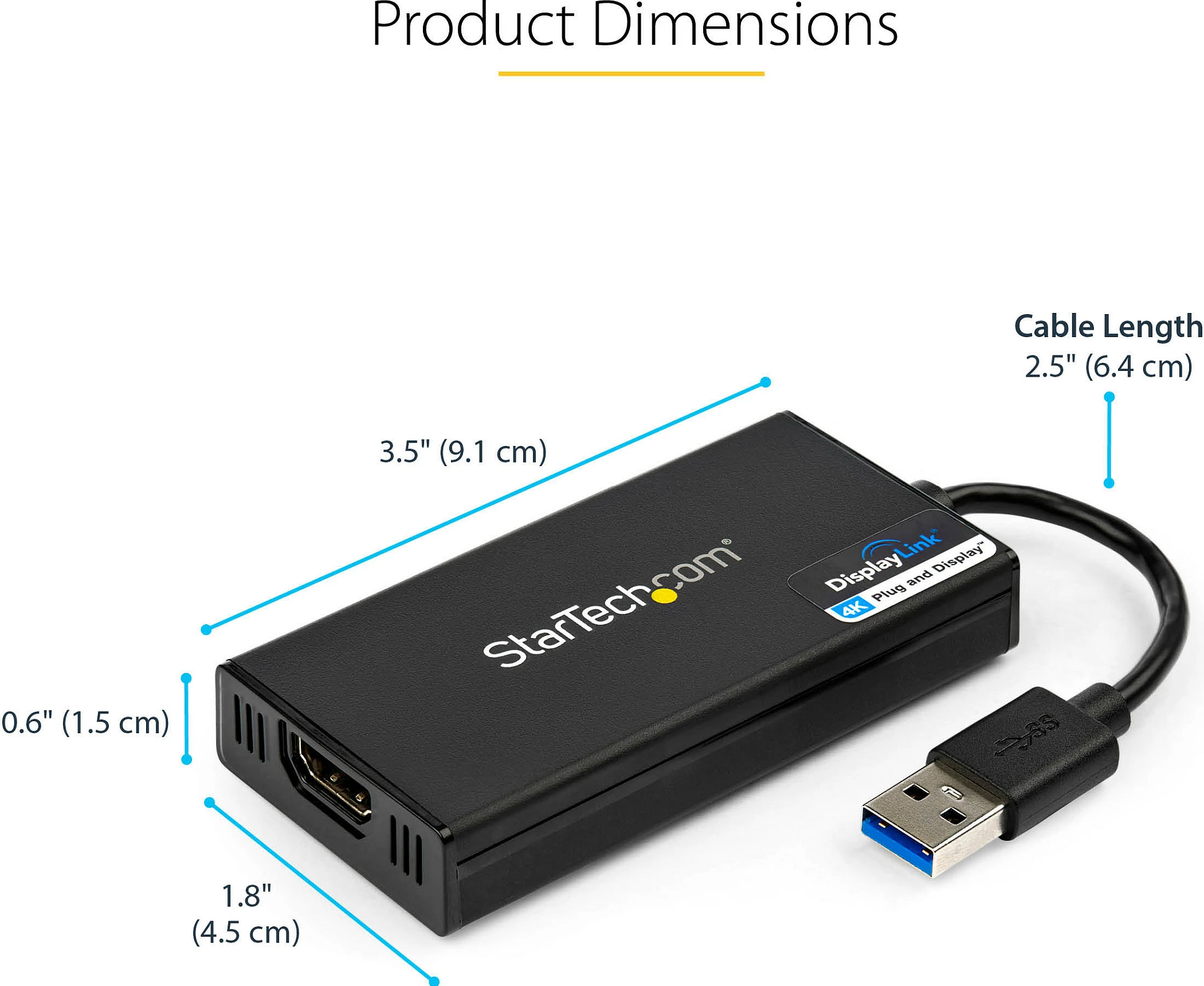 Adapter USB 3.0 në HDMI StarTech USB32HD4K, 4K@30Hz, DisplayLink, i zi